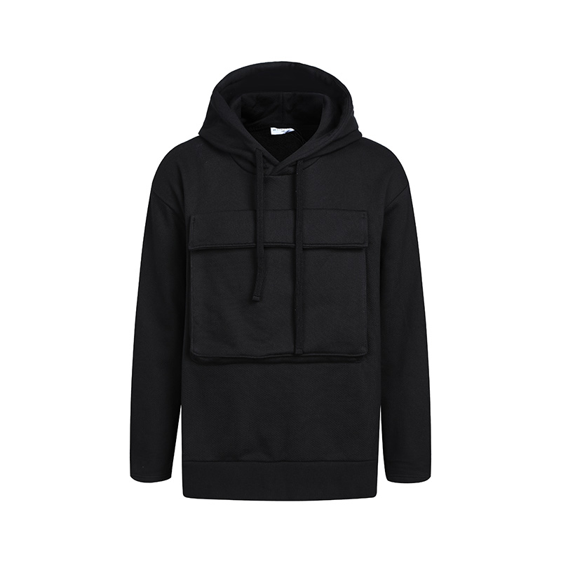 IH NOM UH NI men's black solid color fashion pullover cotton sweatshirt