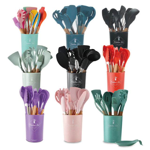 11 sets of 4-color silica gel kitchen utensils and silicone kitchenware