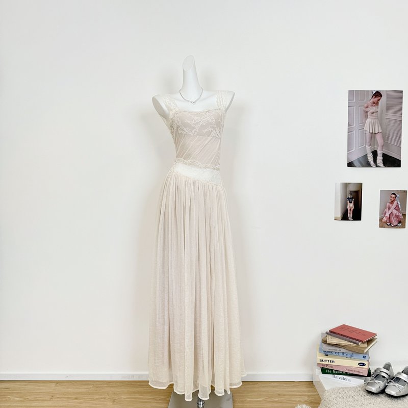 M.Y Original Design New Sexy Patchwork Backless Lace-Up Lace Suspender Long Dress