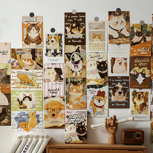 Маленькие дни никогда не переворачиваются, исцеляющие кошки, нарисованные вручную иллюстрации, рукописные открытки, открытки для украшения стен общежития.