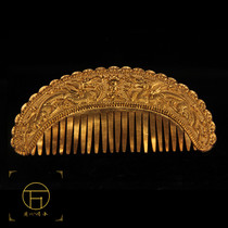 Wan Baode original handmade comb sterling silver gilded retro style Hanfu lady hair comb comb girl wedding gift