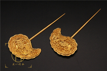 Wanbao de ancient method handmade carving gold and Phoenix cover ancient gold and silver jewelry Ming Dynasty headwear 999 silver gold plating