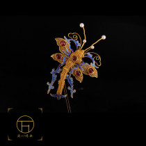 Wanbaode sterling silver gilded gems Pearl hairpin hairpin ancient style hanfu accessories Super fairy hair accessories headdress