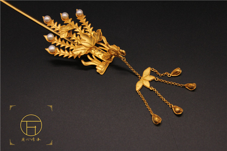 Sterling silver handmade filigree inlaid sterling silver plated Ming and Qing ancient gold and silver jewelry head and face hairpin phoenix hairpin gold and silverware