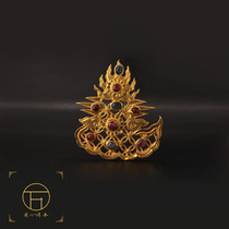 Wanbao Deyin gold-plated ancient method handmade carving Xiangyun Huoyun Ming Dynasty headgear hairpin film and television headdress ancient jewelry