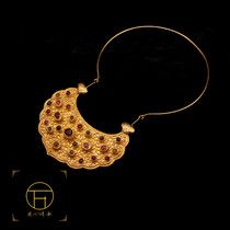 Ancient method handmade original restoration carved inlaid gems Ruyi Fu in front of the lock pendant ancient Hanfu jewelry