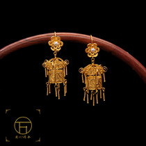 Wanbaode silver silk inlay ancient method handmade tired Silk Palace retro Pavilion earrings DIY tassel drop earrings