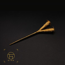 Retro Palace Museum collection Hanfu headdress ancient costume headdress film and television headdress gold and floral headdress tube hairpin