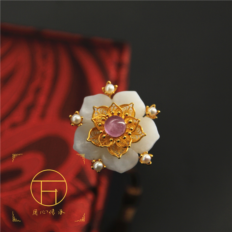 Ancient Handmade Hetian Jade Filigree Inlaid Ming Dynasty Jade Hairpin Hanfu Jewelry Ancient Gold and Silver Flower Head Hairpin - Taobao