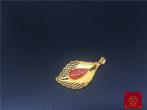 Welfare beam on South Red autumn red leaves * Fashion pendant * 925 silver gold-plated silk style * Hanfu rope Art *