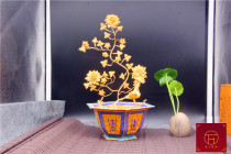 Wanbaode silver silk inlaid with tired silk Forbidden City enamel bonsai ornaments inlaid with turquoise gemstone