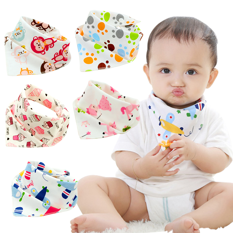 Baby saliva towel pure cotton triangular towel baby full cotton double layer press buckle newborn headscarf circumference scarf for autumn and winter