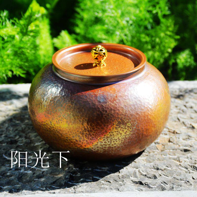 Copper tea cans, colorful copper tea cans, tea storage cans, handmade, natural oxidation, thickening