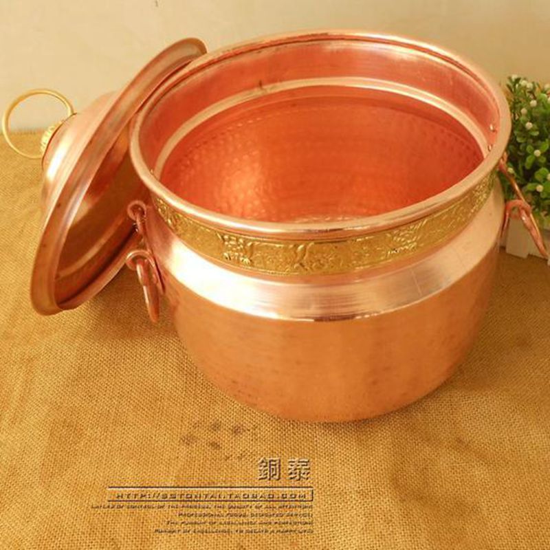 Copper pot stockpot large pot size hot pot red copper pot boiling medicine pot jam with pot copper hot pot to deepen Ming fire use