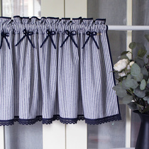 West Orange Booking Korean Idi Garden Cloth Art Half-Curtain Striped Pure Cotton Linen Finished Curtain Coffee Curtain half Short Curtain Head