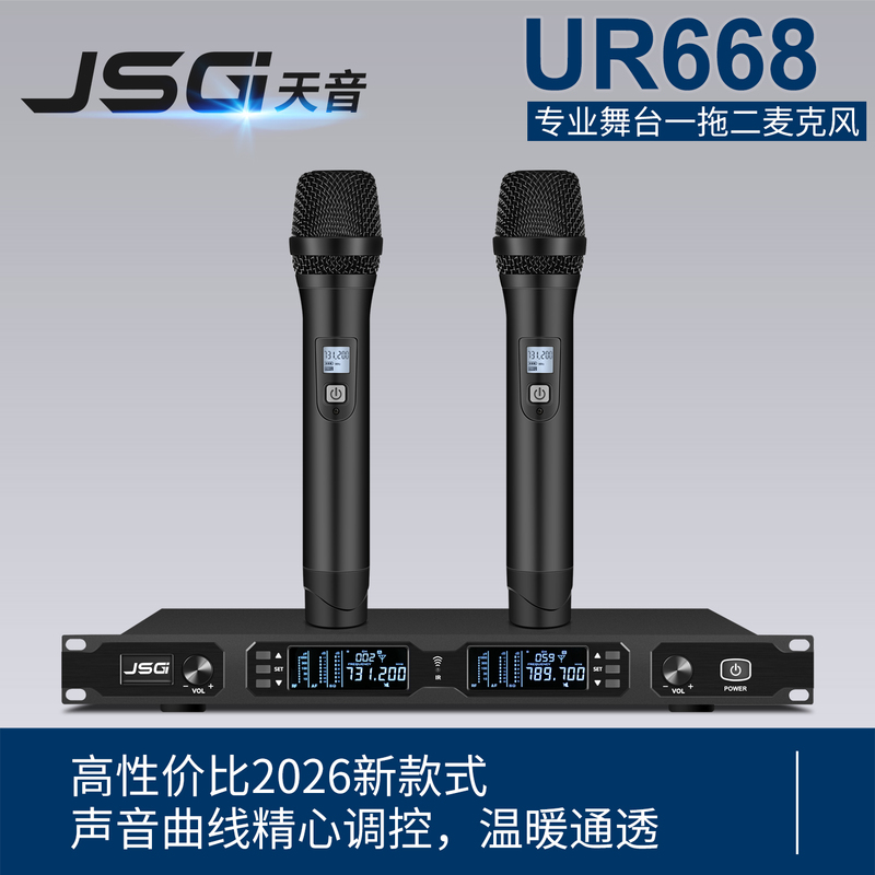 Jsgi One-To-Two Wireless Microphone Performance Lavalier Microphone for Home Karaoke, Home Ktv Singing, and Conferences