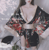 Flower drop floor top card * She is like a dream Japanese girl improved vibration sleeve kimono COS sexy seduction Han temptation kimono set
