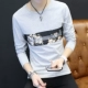 Mùa thu đông mới Quần lửng nam cổ chữ V dài tay Quần áo thun nam phiên bản Hàn Quốc của áo len cotton chạm đáy xu hướng áo thun