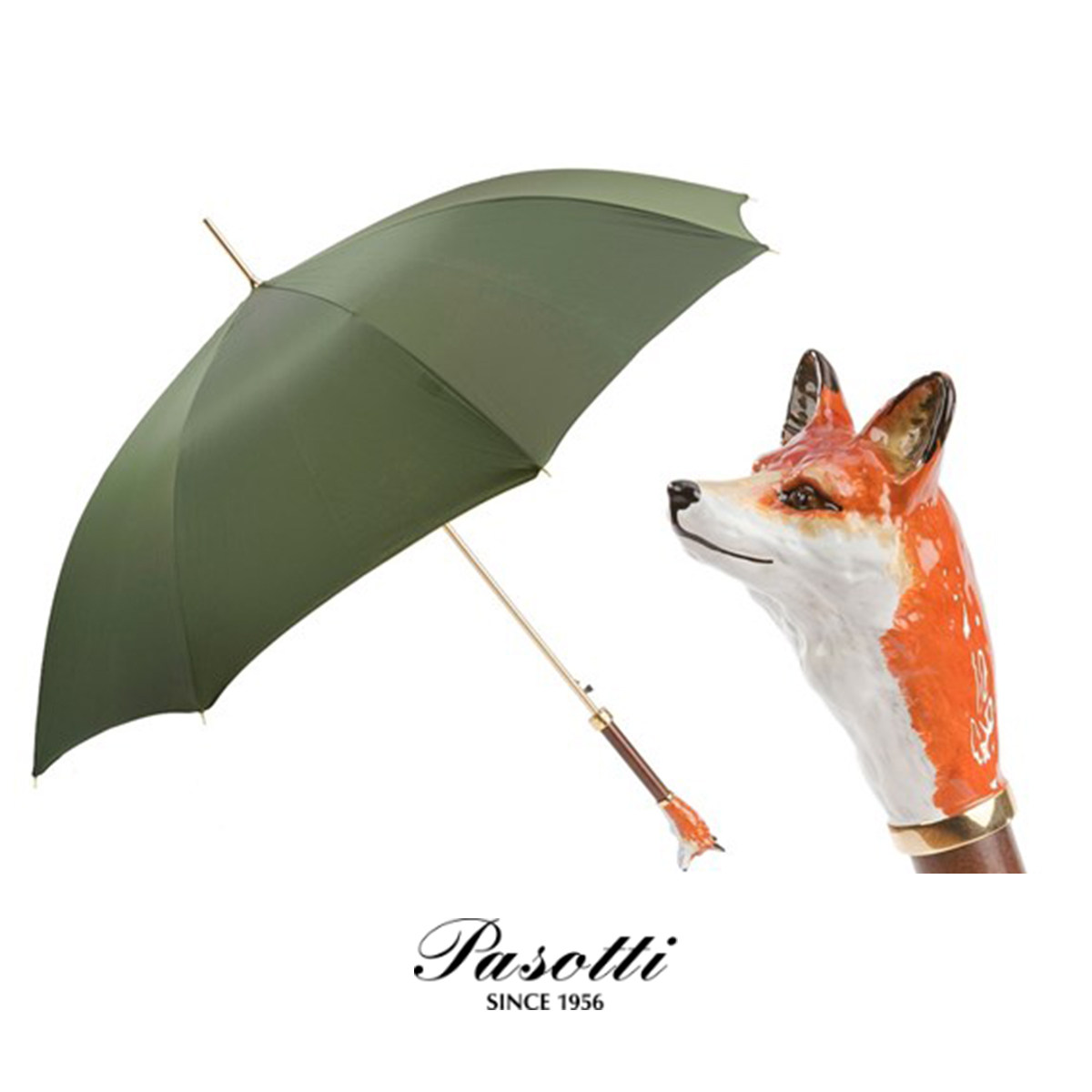Pasotti Italian handmade umbrella double-layer umbrella cloth gift Pasotti creative painted fox handle