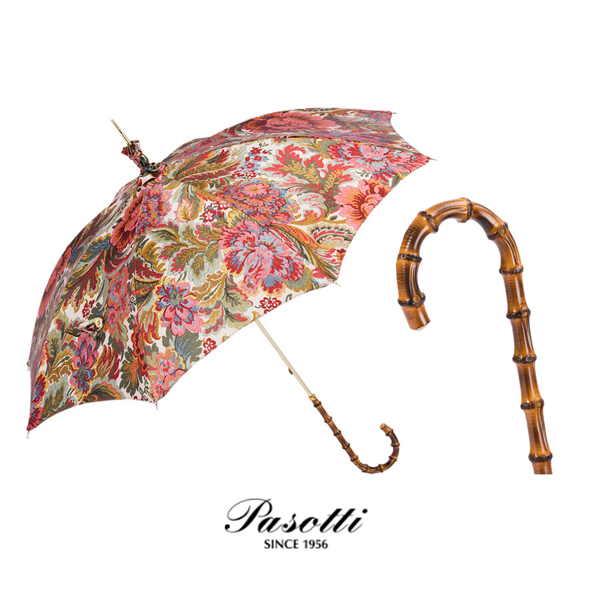 Pasotti Italian light luxury handmade umbrella double-layer cloth gift Pasotti girl retro bamboo handle European style