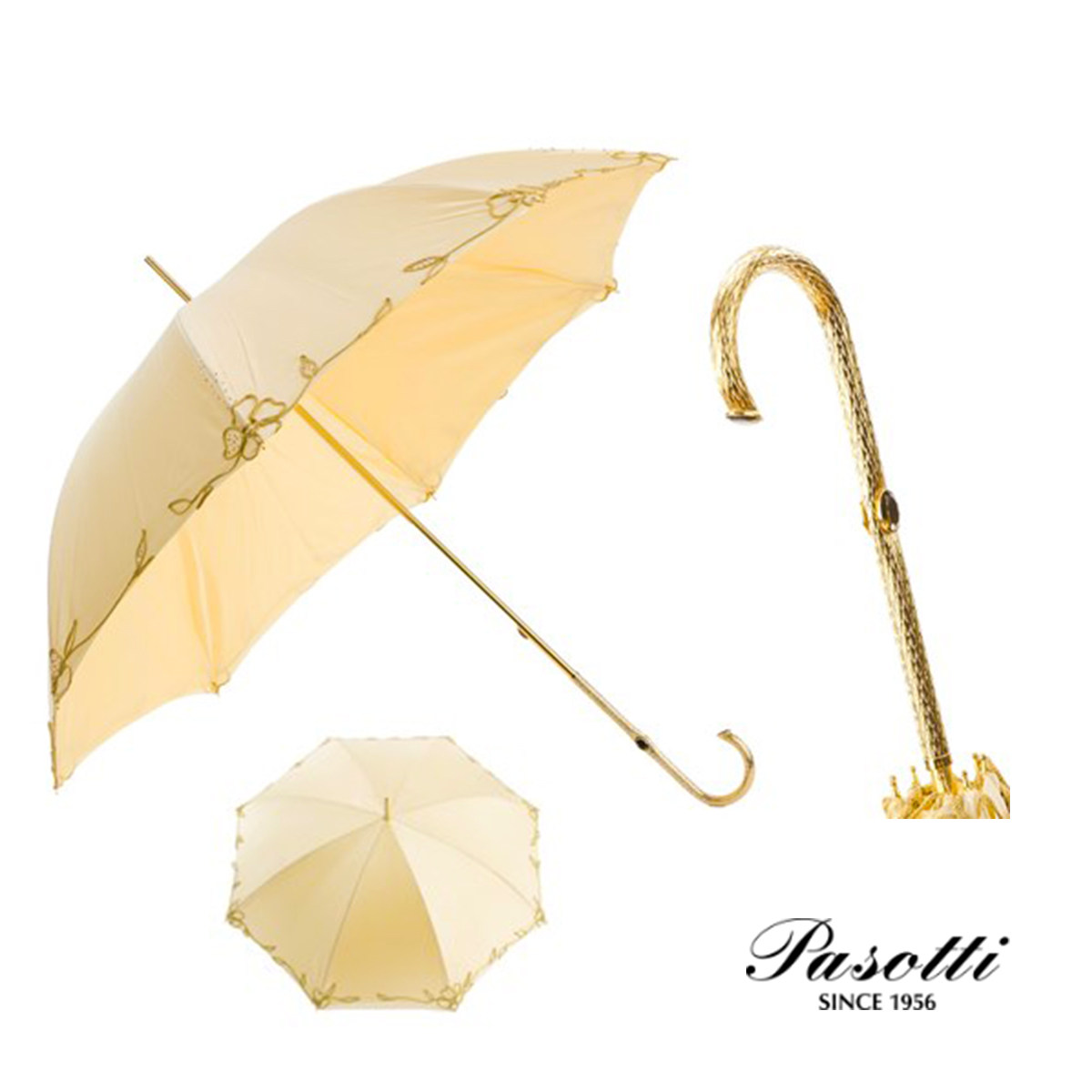 Pasotti Italy Sunny Umbrellas Handumbrella Imported Goose Yellow Princess Umbrella Double Layer Gift Crystal Solid Lace