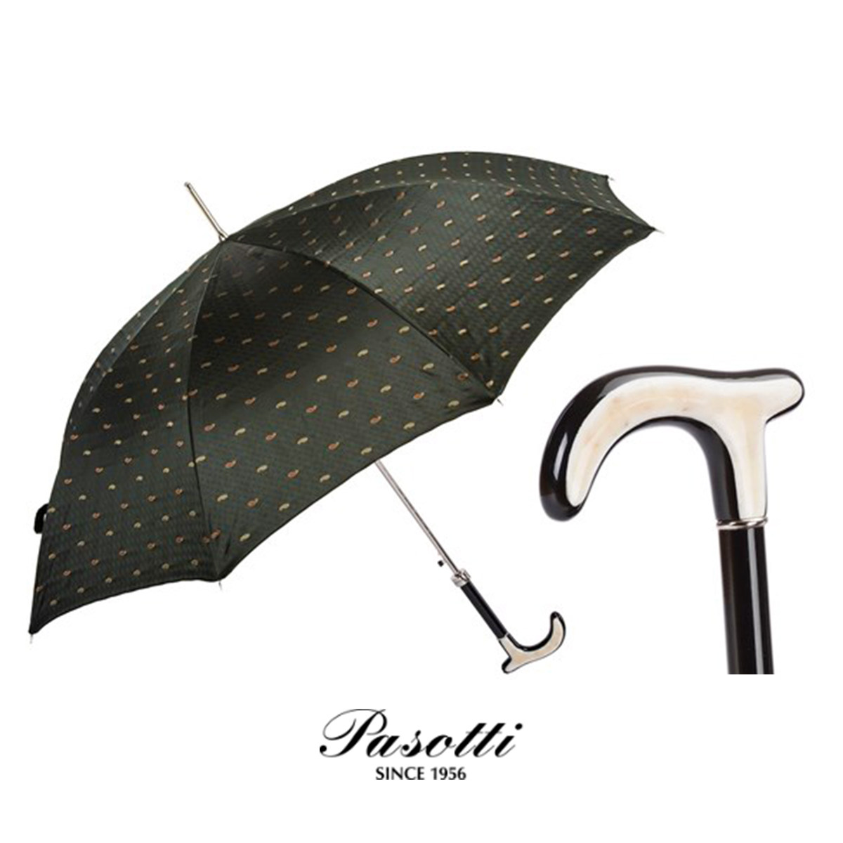 Italy imported Pasotti sunny umbrella men's classic retro handle crutches automatic Pasotti gentleman umbrella