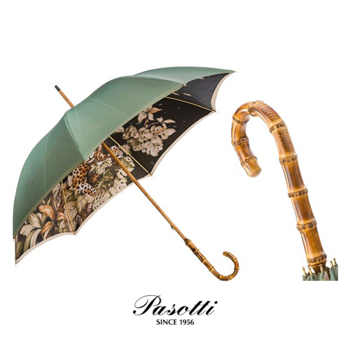Pasotti Italian hand lady bare double layer of ancient wind gift Pasotti green flower handle