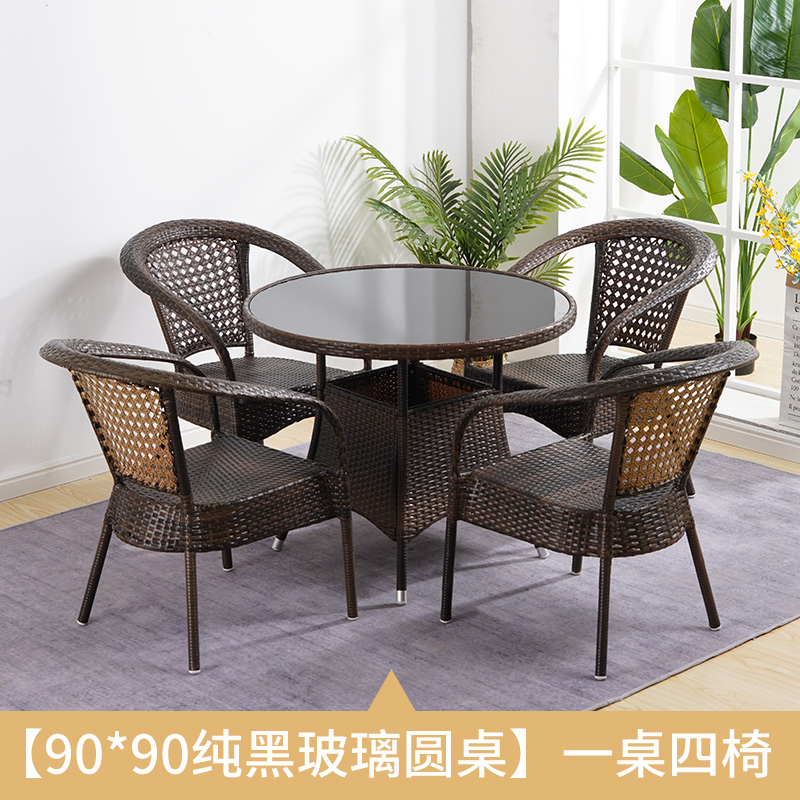 Outdoor table and table rattan chair Three sets tea table garden terrace Balcony Tenchair Casual Iron Art Tea Table Combined Outdoor