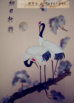 Herhe Family Boutique Fish Leather Painting Family Mural Company Mural (Xu Zhizong Crane) with frame