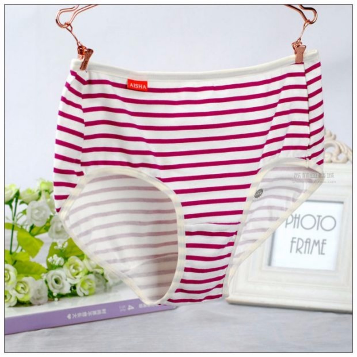 Authentic tình yêu cát nữ sọc đồ lót cotton túi eo hông thoải mái thoáng khí vải cotton boxer hộp quà - Bộ quà tặng quần lót đúc 