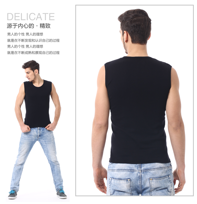 Của nam giới phong cách triều nam áo sơ mi mùa hè phần mỏng cotton mồ hôi thấm không tay rộng vai vest thể thao vest nam triều