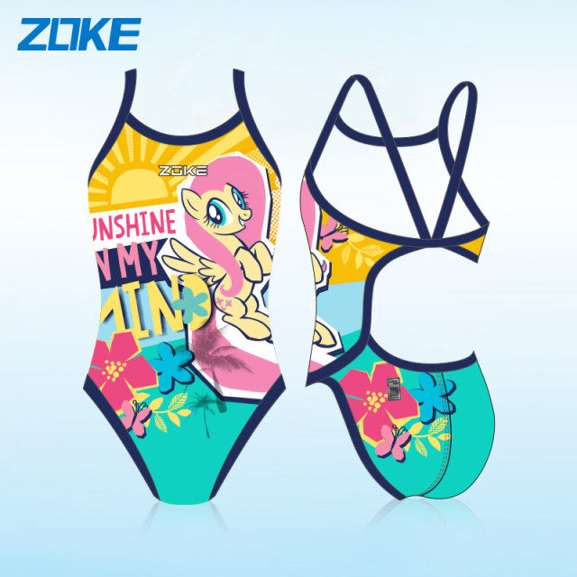 ZOKE Chau Uk New Girl Triangle Fit Swimsuit Children Teen Professional Training Cute Little Duck Swimsuit