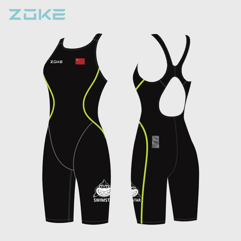 Zoke Zuke Professional Competition Training Linked Five-point Lady Pure-colored Steel-free Close Sports Swimsuit