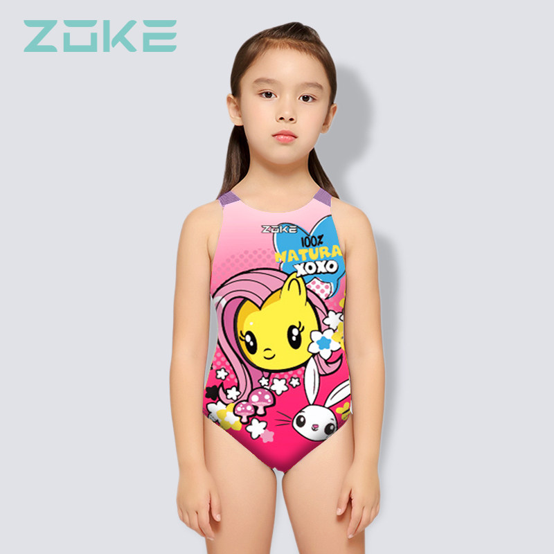 ZOKE Chau uk Children's youth competition professional training cartoon comfort anti-chlorine without plethora of body triangle swimsuit