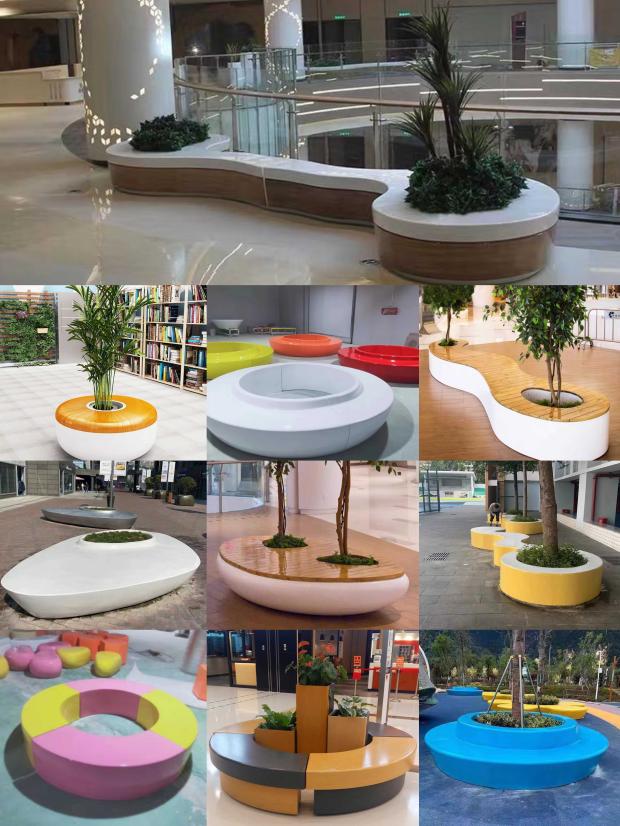 GRP Tree Pool Seat Rest Stool Flower Pool Park Outdoor Landscaped Strip Mall Casual Bench Customisation-Taobao