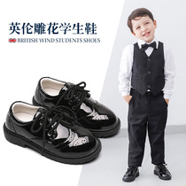 Boys small leather shoes fit suit spring and summer cash cow leather soft and breathable Inn wind hollowed out CUHK child Han version of the ocean