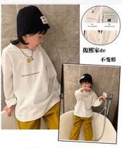 Boy white T-shirt Long sleeves Korean version loose 2022 Spring new smiley face Ocean Gas Childrens childrens blouses undershirt