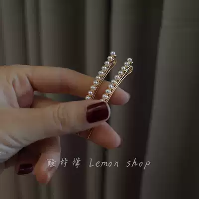Korean advanced design sense French Pearl niche hairclip card simple headdress bangs side clip ins Net Red