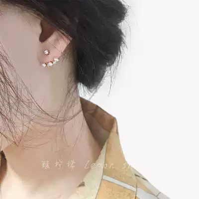 Korean advanced design sense Pearl zircon simple Joker temperament earrings back hanging ear pin earrings female tide