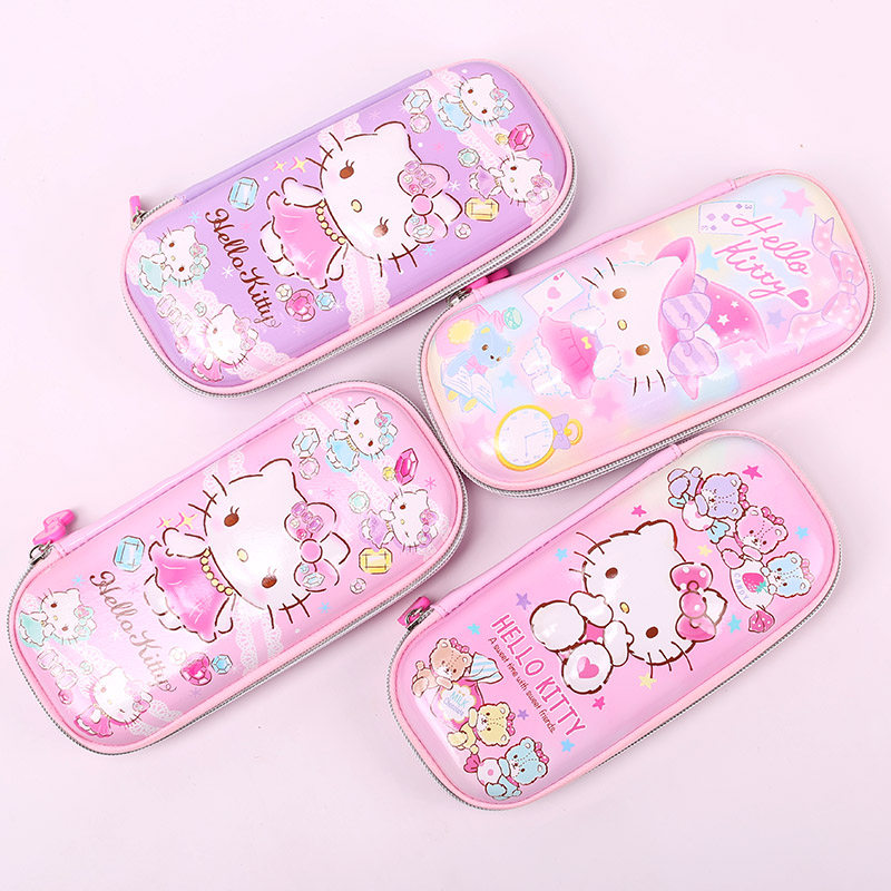 Hello Kitty Pencil Case Hard Shell Elementary School Student Solid Pen Bag Large Capacity Female Gift Multifunction Waterproof Cartoon