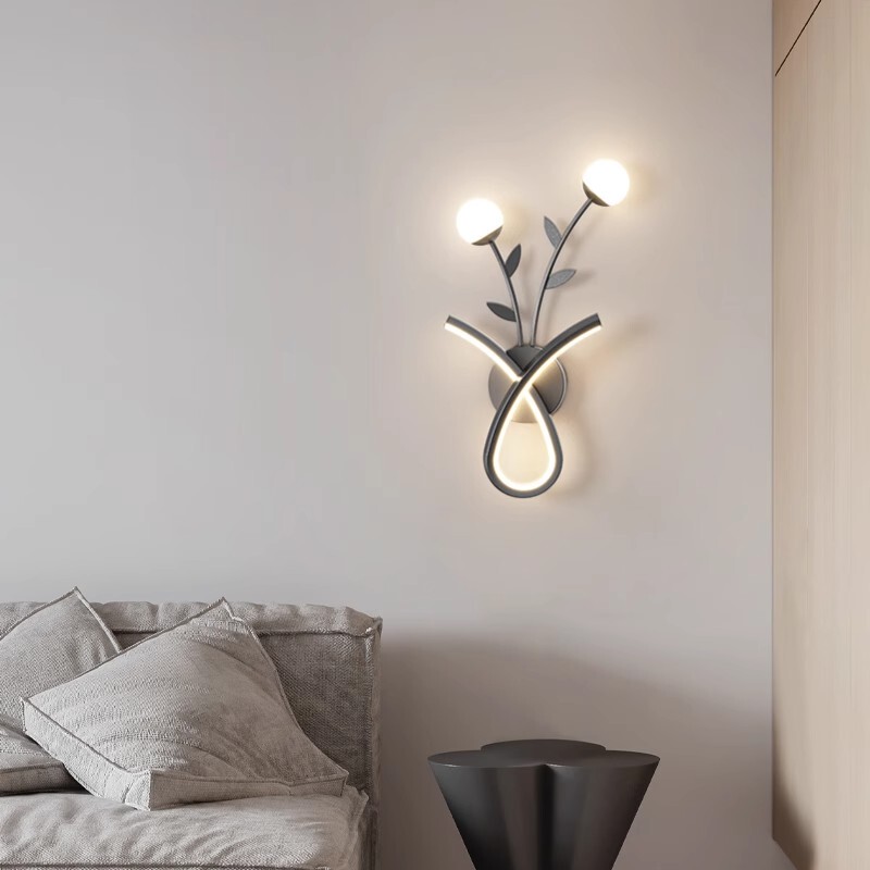 Bedroom Bedside Lamp Modern Minimalist Living Room Grille Tv Background Wall Lamp Flower Led Smart Home Wall Lamp
