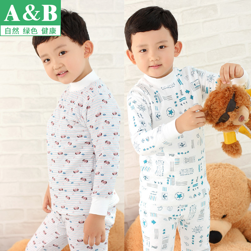AB underwear children's three-layer thermal underwear set autumn and winter combed cotton boys and girls autumn clothes and long pants 3510