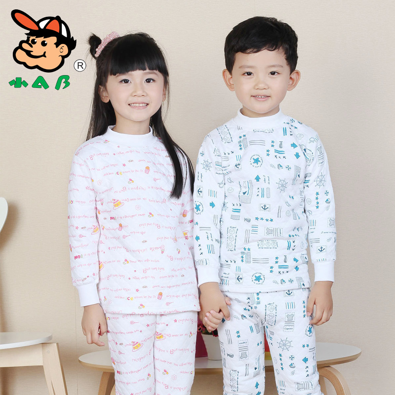 AB underwear for men, women and children pure cotton three-layer thermal underwear set winter combed cotton breathable children's autumn clothing set