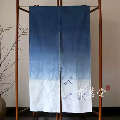 Bumingtang gradually layer Thorn Dragonfly cotton cloth curtain plant blue dye