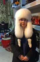 Fox fur hat with Mongolian characteristics Mongolian traditional hat Fox fur hat with Mongolian characteristics