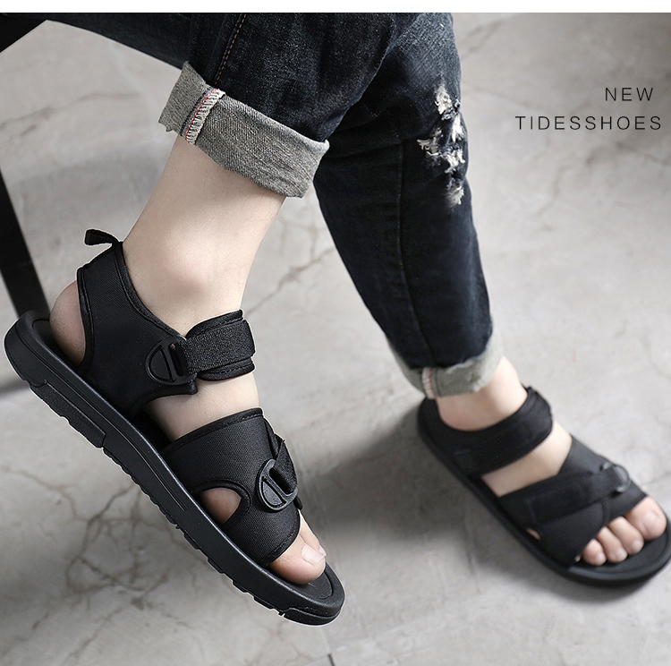 Giày sandal nam xu hướng phiên bản Hàn Quốc thời trang cá tính hoang dã 2018 mới hè giản dị đế mềm đi biển đế bệt giày đẹp nam