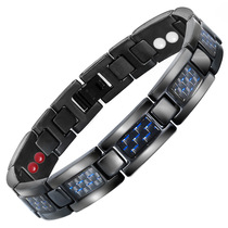 Pure titanium mens jewelry Europe and America cool carbon fiber bracelet negative ion magnetic titanium steel bracelet balance energy bracelet