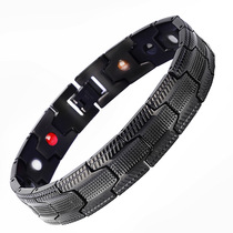 New sports titanium steel bracelet European and American trend Black negative ion magnetic bracelet mens stainless steel energy bracelet