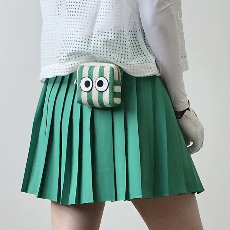 Korean-Style Cute Golf Bag, Summer Striped Big-Eye Golf Waist Bag, Includes 4 Golf Balls