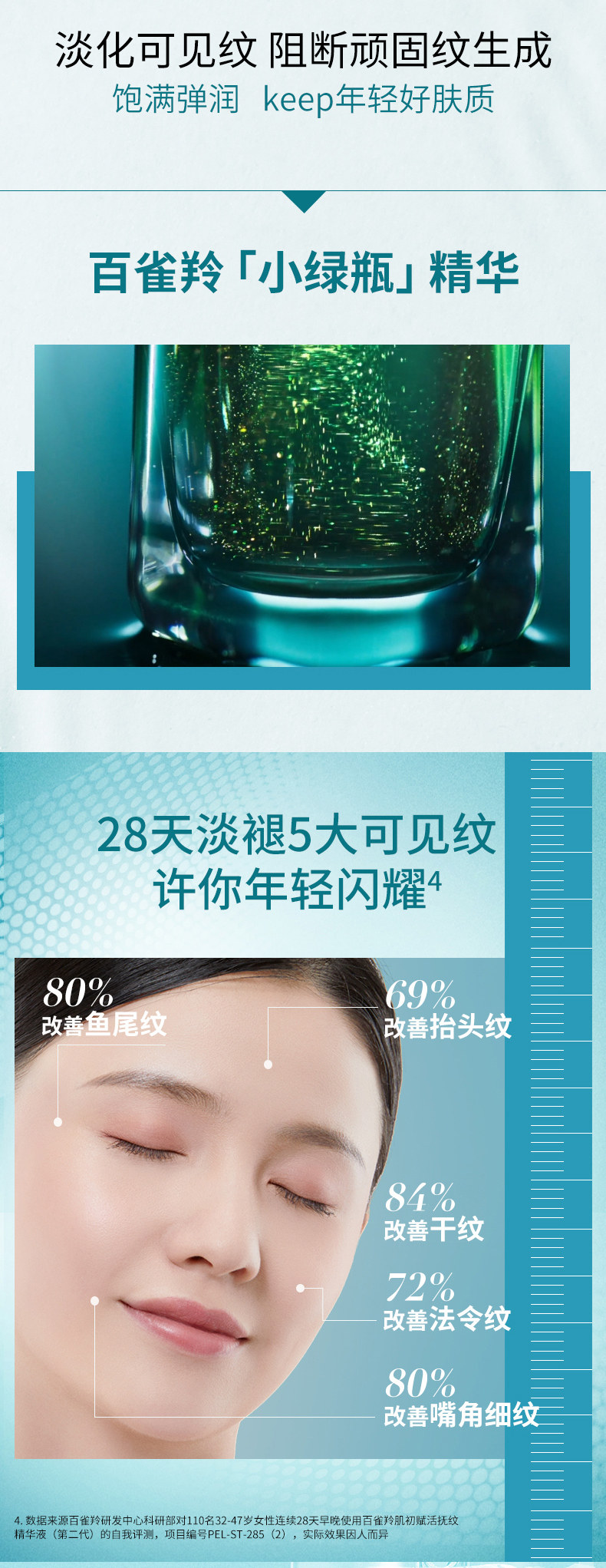 百雀羚 小绿瓶面部精华液 30ml 抗皱/淡细纹/收缩毛孔 图2